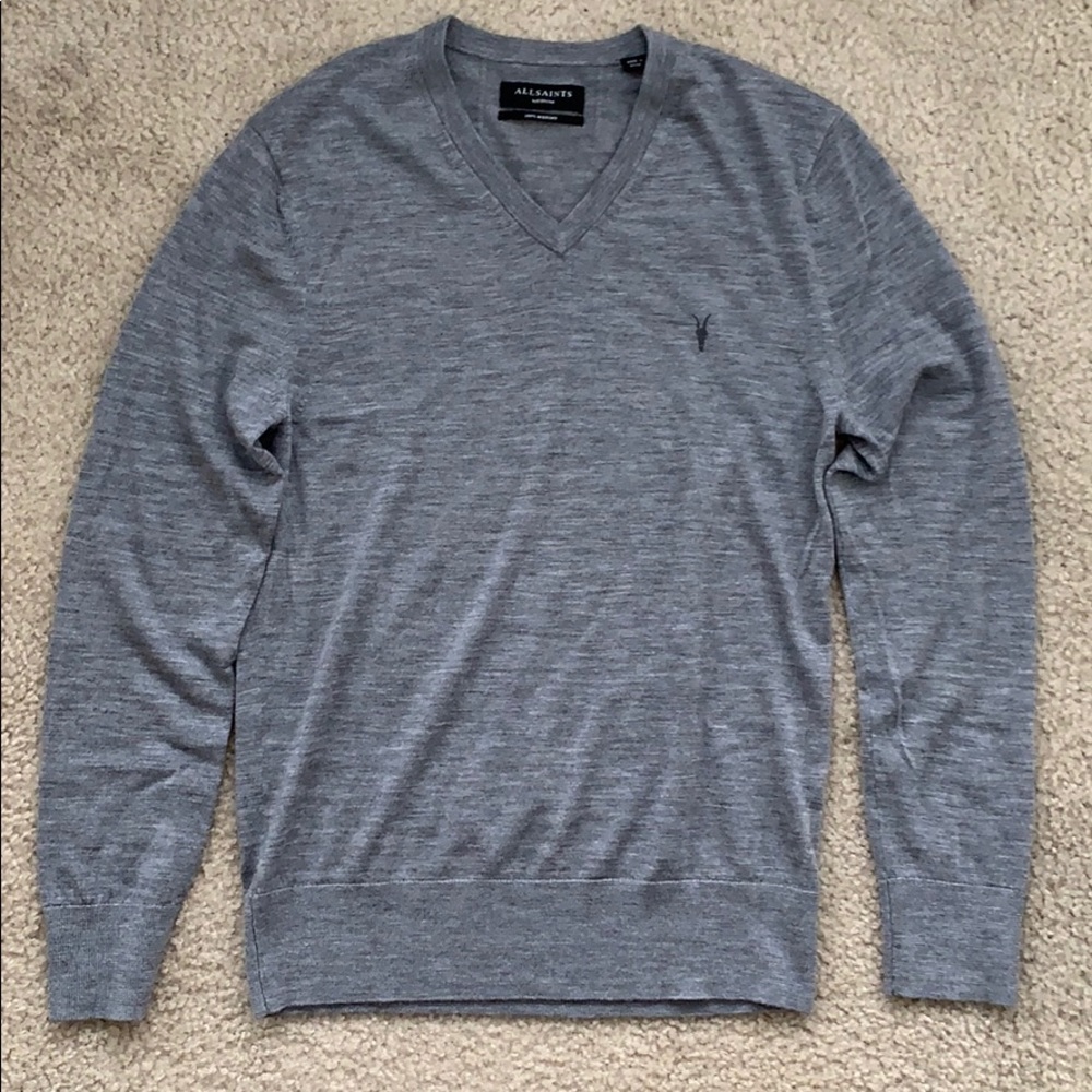 All Saints Merino V Neck Sweater M